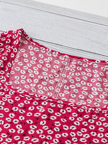 LUNE Women Floral Short Sleeve Casual/Holiday Shirt, Summer Apparel, Graduation Outfit