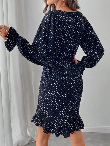 Women Polka Dot Short Casual Dress, Soft And Comfortable