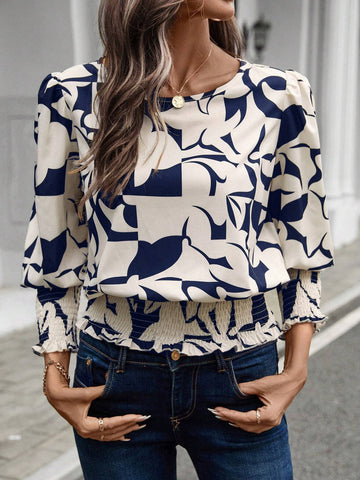 LUNE Women Silhouette Print Pullover Shirt, Fall