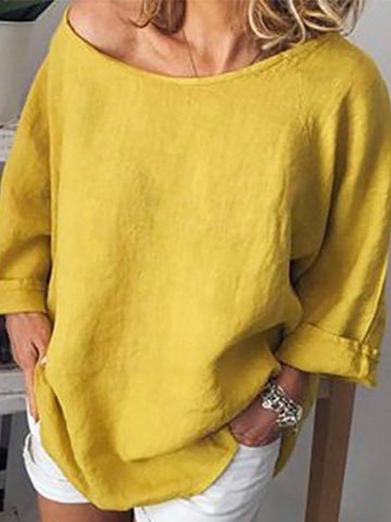 LUNE Women Solid Boat Neck Raglan Sleeve Blouse