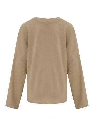 LUNE Women Solid Color Notched Collar Casual Daily Wear SpringSummer Shirt