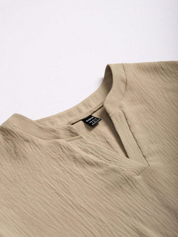 LUNE Women Solid Color Notched Collar Casual Daily Wear SpringSummer Shirt