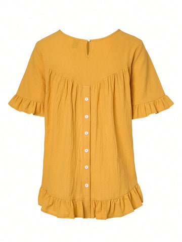 LUNE Women Solid Color Simple Daily Shirt