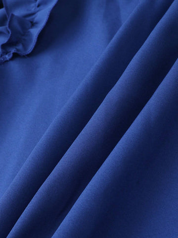 Women Solid Ruffle Armhole Tiered Hem Dress