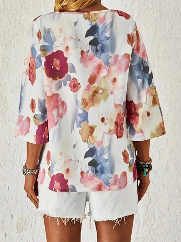 LUNE Women Stylish Loose Fit Printed Summer Casual Shirt