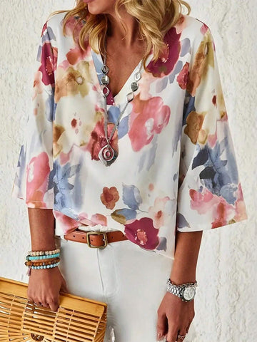 LUNE Women Stylish Loose Fit Printed Summer Casual Shirt