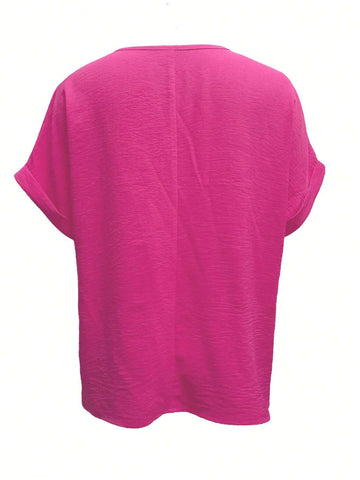 LUNE Women Summer Floral Print V-Neck Batwing Short Sleeve Loose Shirt