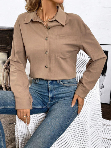 LUNE Women's Autumn Linen Blend Straight Casual Long Sleeve Shirt