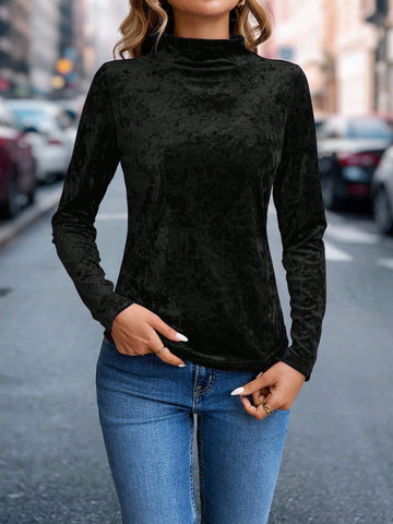 LUNE Women's Autumn Stand Collar Long Sleeve Fashion Blouse