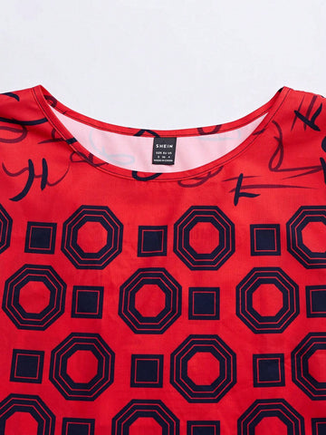 LUNE Women's Bat Sleeved Irregular Printed Shirt