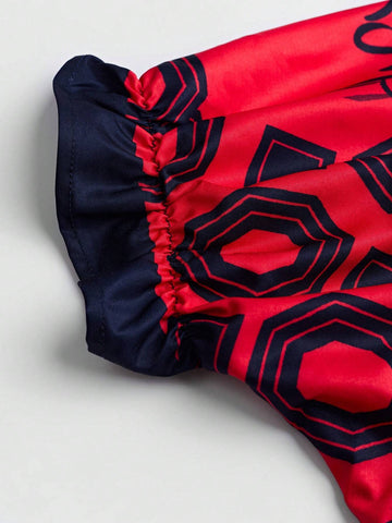 LUNE Women's Bat Sleeved Irregular Printed Shirt