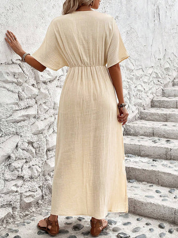 Women's Batwing Sleeve Pleated Dress