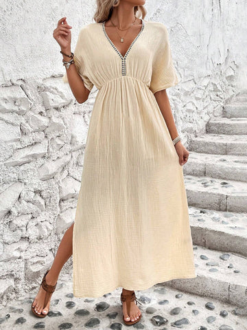 Women's Batwing Sleeve Pleated Dress