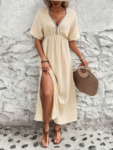 Women's Batwing Sleeve Pleated Dress