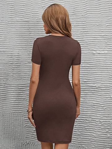 Women's Bodycon Short Sleeve Dress Printed With Face Pattern
