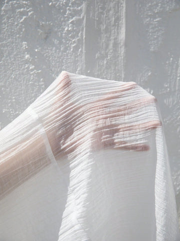 LUNE Women's Casual Daily Long White Shirt With Textured Solid Color