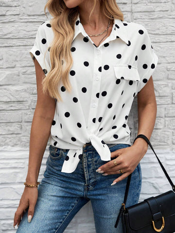 LUNE Women's Casual Long Sleeve Animal Polka Dot Print Back-To-School/Office Shirt, Autumn