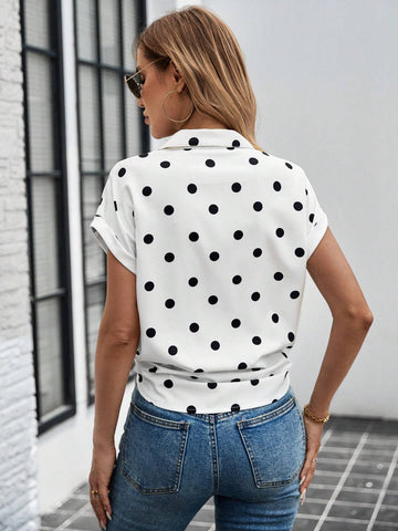 LUNE Women's Casual Long Sleeve Animal Polka Dot Print Back-To-School/Office Shirt, Autumn