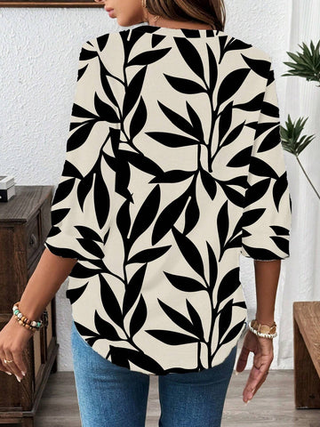 LUNE Women's Casual Minimalist Leopard Print Office Wear Blouse, Suitable For Autumn/Winter