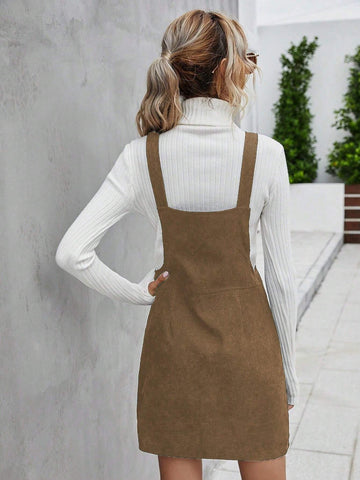 Women's Casual Short Zip Front Pocket Dress