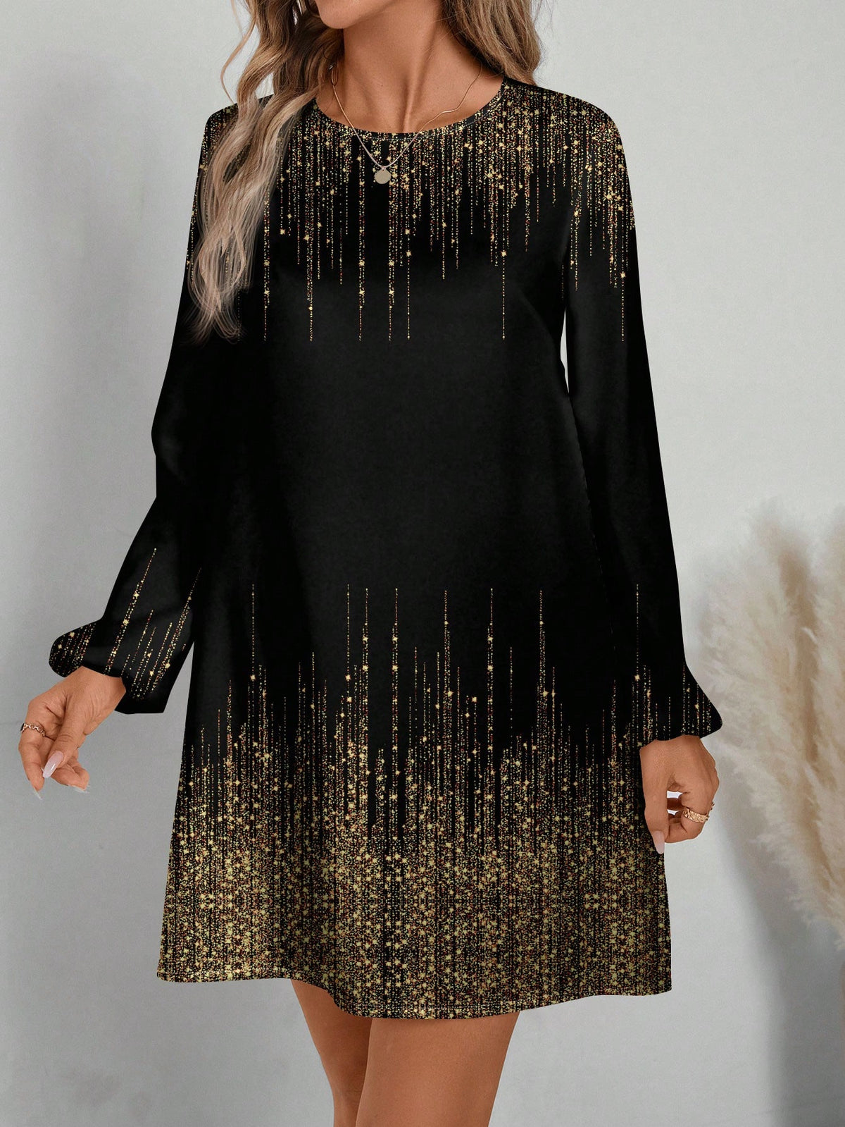 Women's Casual & Simple Printed Dress, Suitable For Spring & Autumn