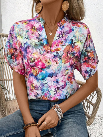 LUNE Women's Colorful Random Printed Simple Daily Shirt