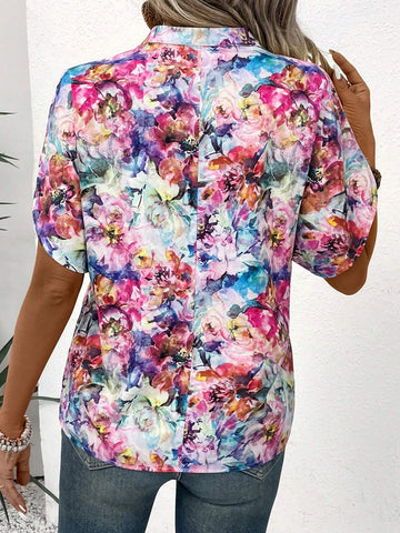 LUNE Women's Colorful Random Printed Simple Daily Shirt