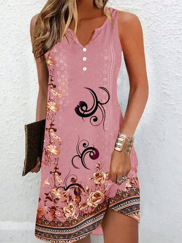 Women's Creative Printed Sleeveless Elegant Dress
