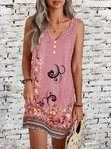 Women's Creative Printed Sleeveless Elegant Dress