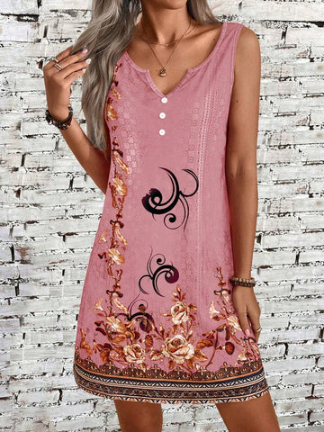 Women's Creative Printed Sleeveless Elegant Dress