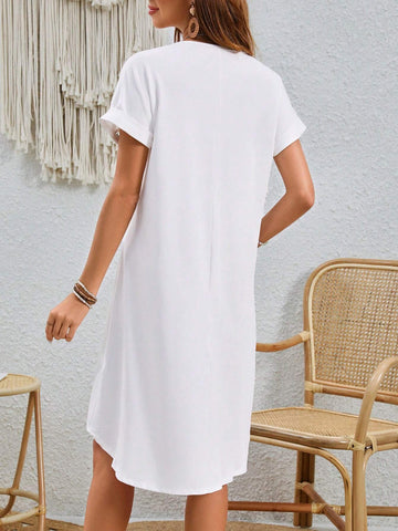 Women's Crochet Patchwork Batwing Sleeve Holiday Casual Dress