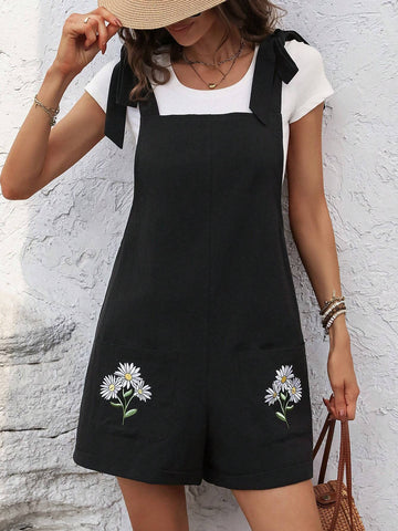 Women's Daisy Printed Casual Suspenders Romper, Summer