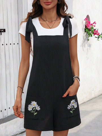 Women's Daisy Printed Casual Suspenders Romper, Summer