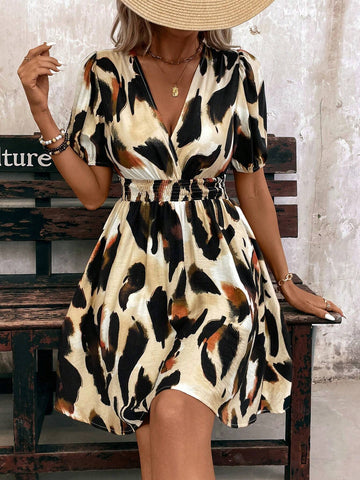 Women's Deep Shirred Waist Shirred Casual Holiday Summer Dress