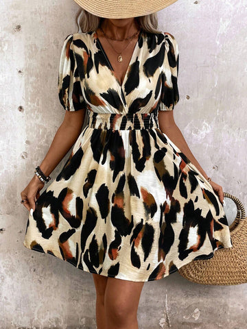 Women's Deep Shirred Waist Shirred Casual Holiday Summer Dress