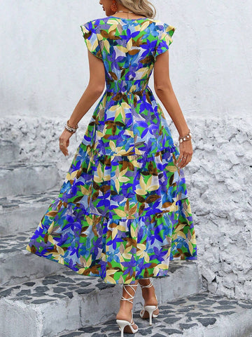 Women's Deep V-Neck Dress (Random Print)