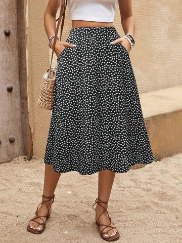 LUNE Women's Ditsy Floral Pocket Maxi Casual Skirt