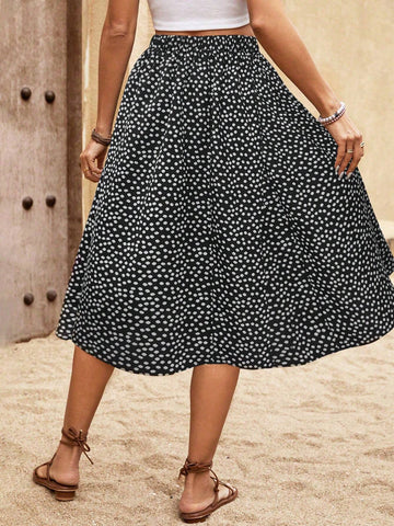 LUNE Women's Ditsy Floral Pocket Maxi Casual Skirt