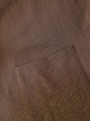 LUNE Women's Drop Shoulder Loose Patch Pocket Short Sleeve Blouse