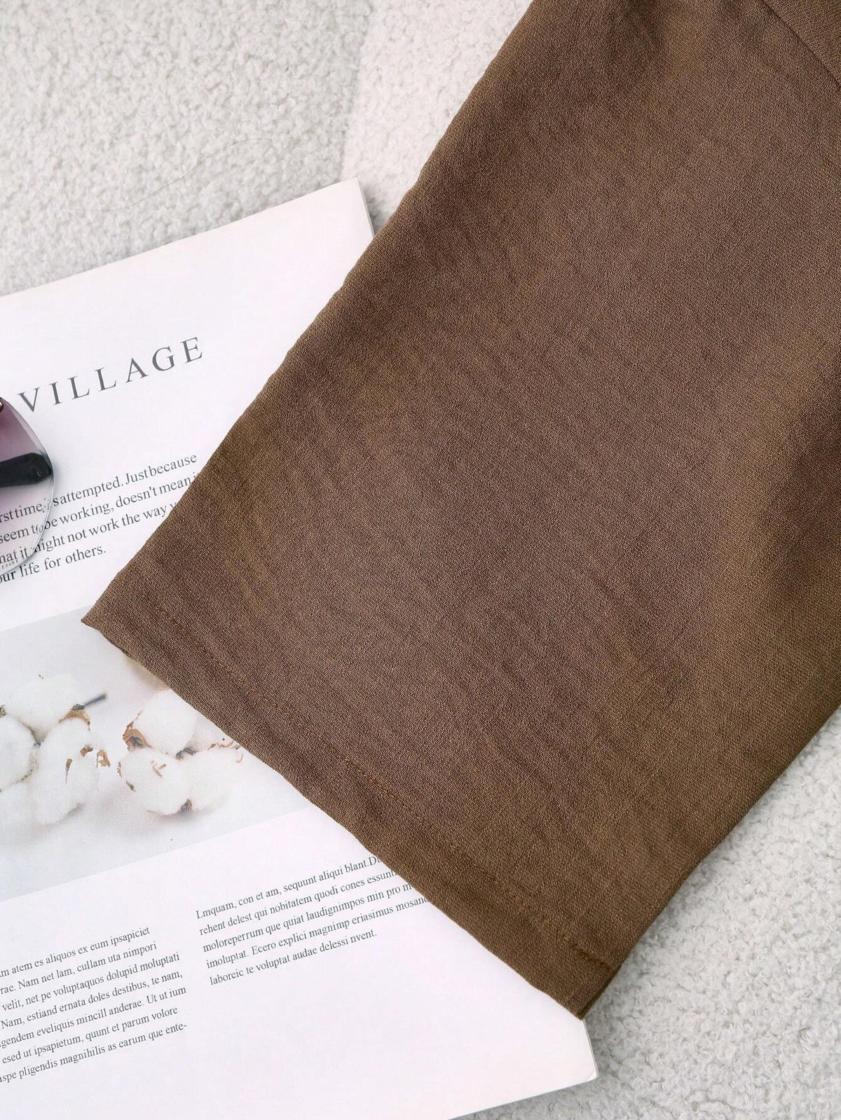 LUNE Women's Drop Shoulder Loose Patch Pocket Short Sleeve Blouse