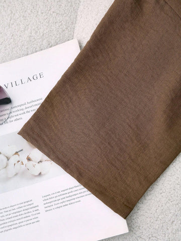 LUNE Women's Drop Shoulder Loose Patch Pocket Short Sleeve Blouse