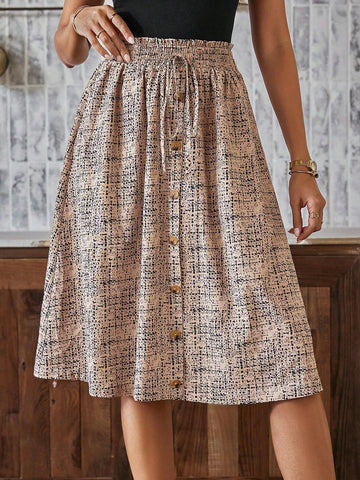 LUNE Women's Elastic Waist Knee Length Skirt