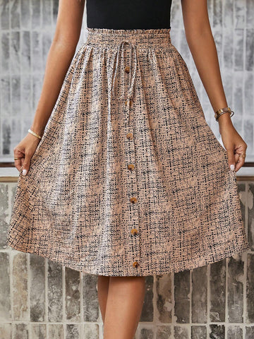 LUNE Women's Elastic Waist Knee Length Skirt