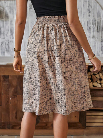 LUNE Women's Elastic Waist Knee Length Skirt