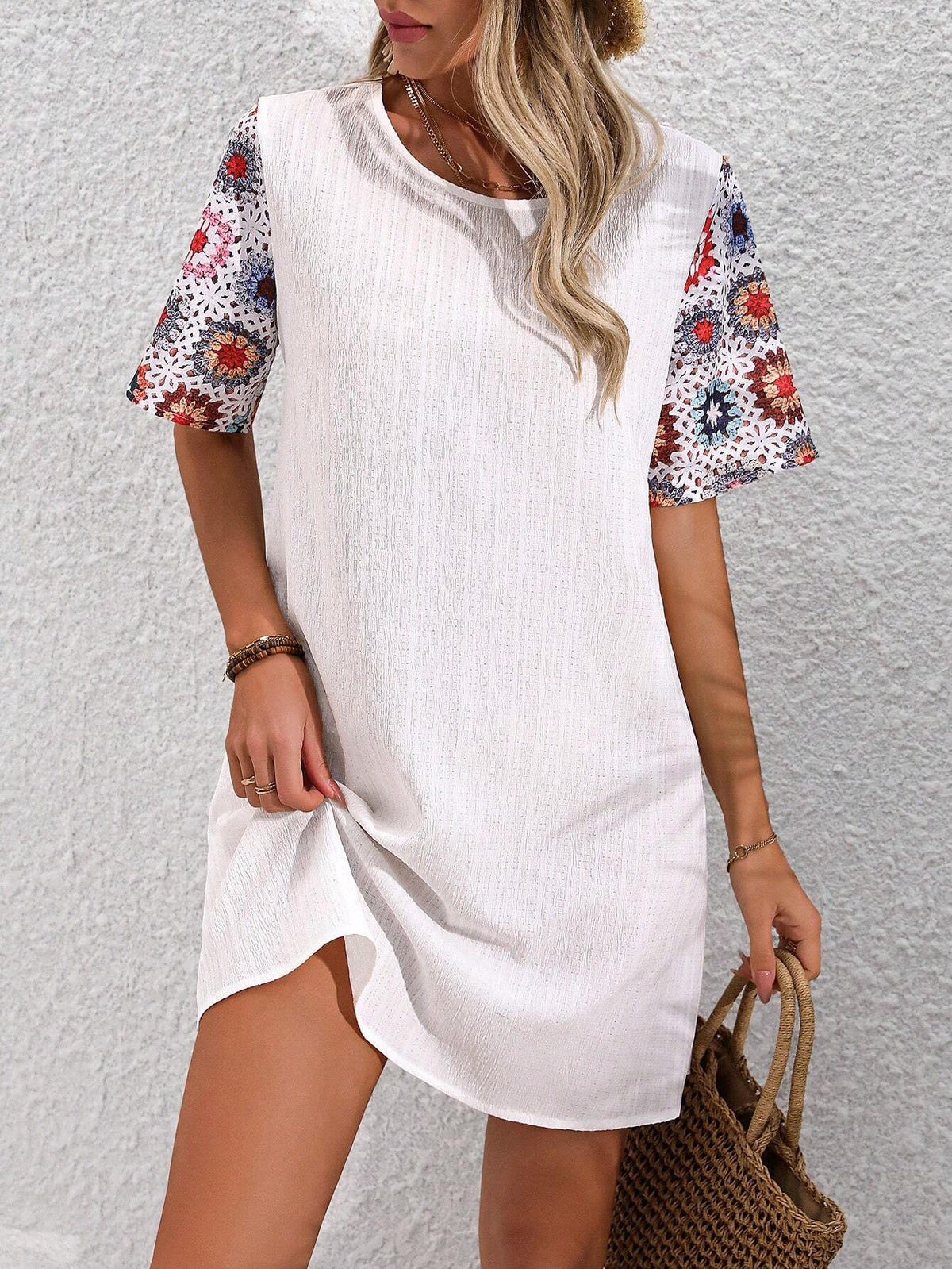 Women's Embroidery Decorated Short Sleeve Simple Daily Dress