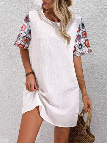 Women's Embroidery Decorated Short Sleeve Simple Daily Dress