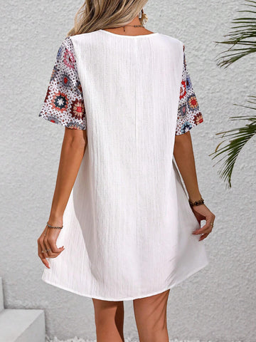 Women's Embroidery Decorated Short Sleeve Simple Daily Dress