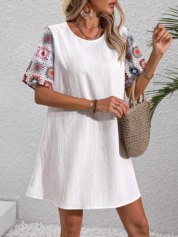 Women's Embroidery Decorated Short Sleeve Simple Daily Dress