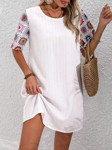 Women's Embroidery Decorated Short Sleeve Simple Daily Dress