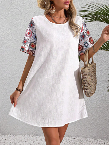 Women's Embroidery Decorated Short Sleeve Simple Daily Dress